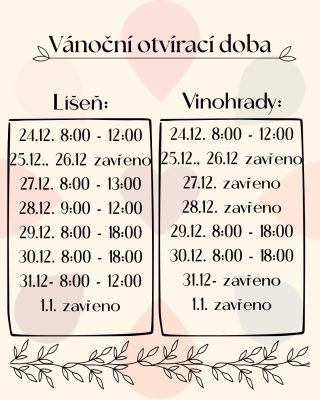 🎄 Upravená otevírací doba během vánočních svátků 🎄 Během Vánoc máme lehce upravenou otevírací dobu. Prosíme, sledujte...